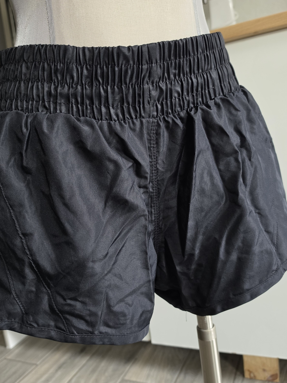 Women's Black Athletic Shorts with Elastic Waistband